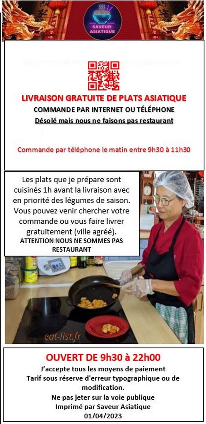 Saveur Asiatique — carte page 1