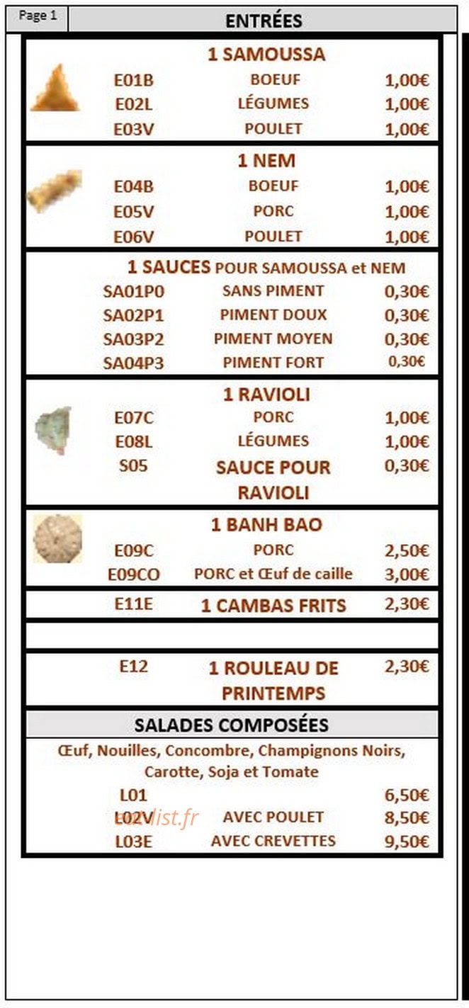 Saveur Asiatique — carte page 2