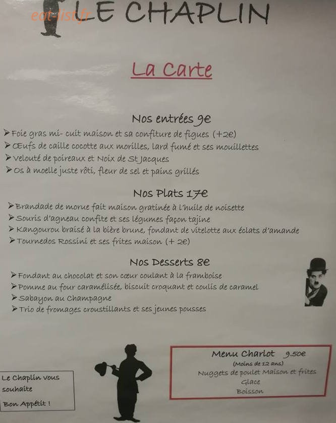 Le Chaplin — carte page 1