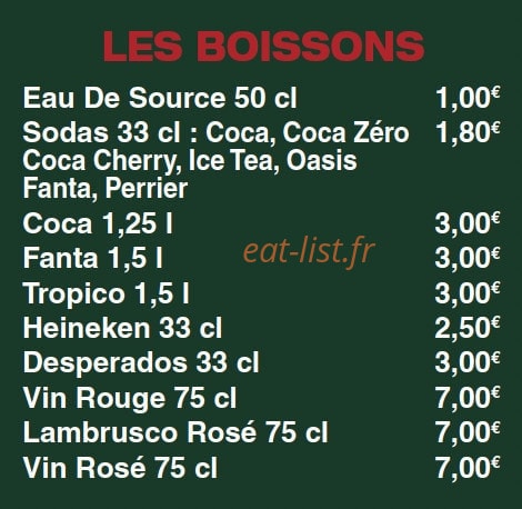 Le Kiosque à Pizzas — carte page 4