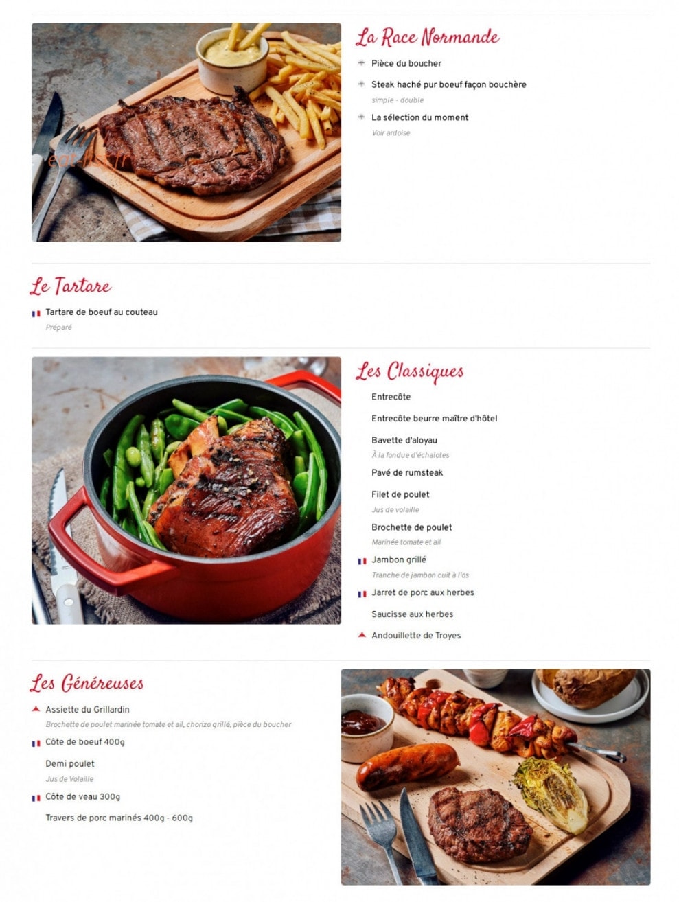Carte et menu de Courtepaille à Jaunay-Marigny — Les plats suite