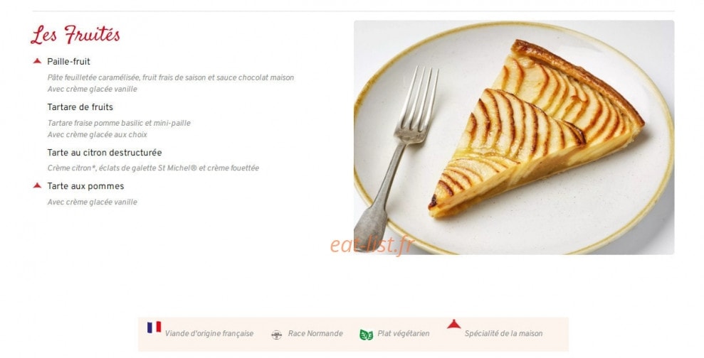 Carte et menu de Courtepaille à Jaunay-Marigny — Les desserts suite