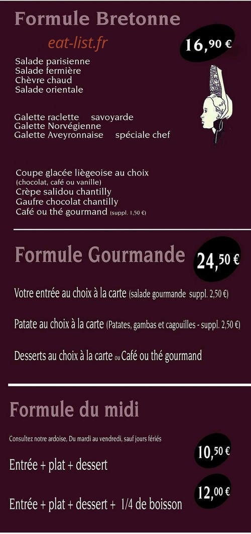 Carte et menu de La patate et le sarrasin à Jaunay-Marigny — Les formules
