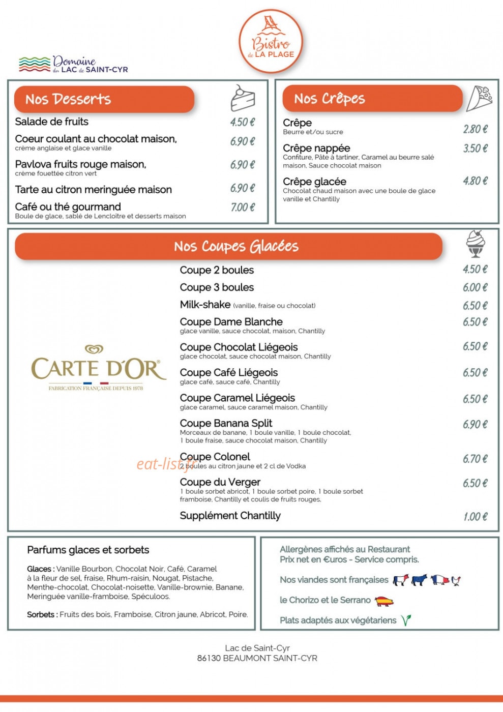 Le bistro de la Plage — carte page 2
