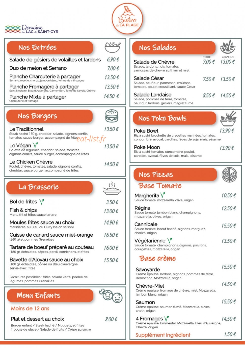 Le bistro de la Plage — carte page 1