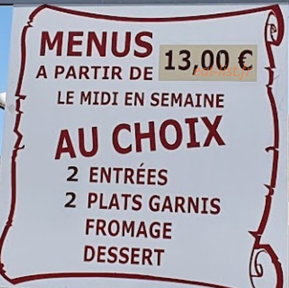 Restaurant du Barrage — carte page 1
