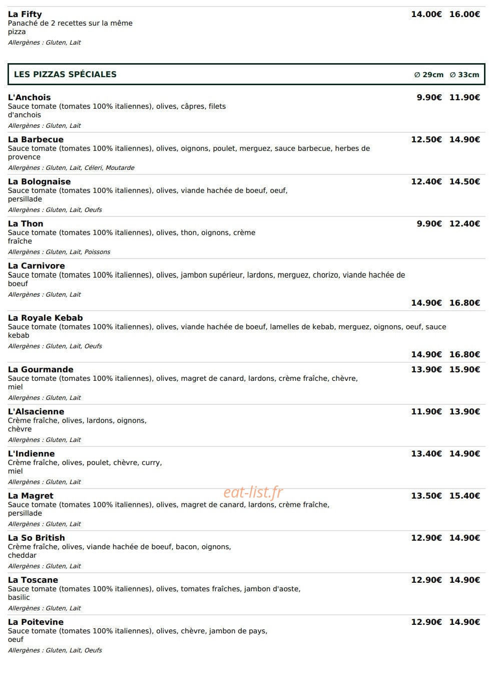 Le kiosque à Pizzas — carte page 3