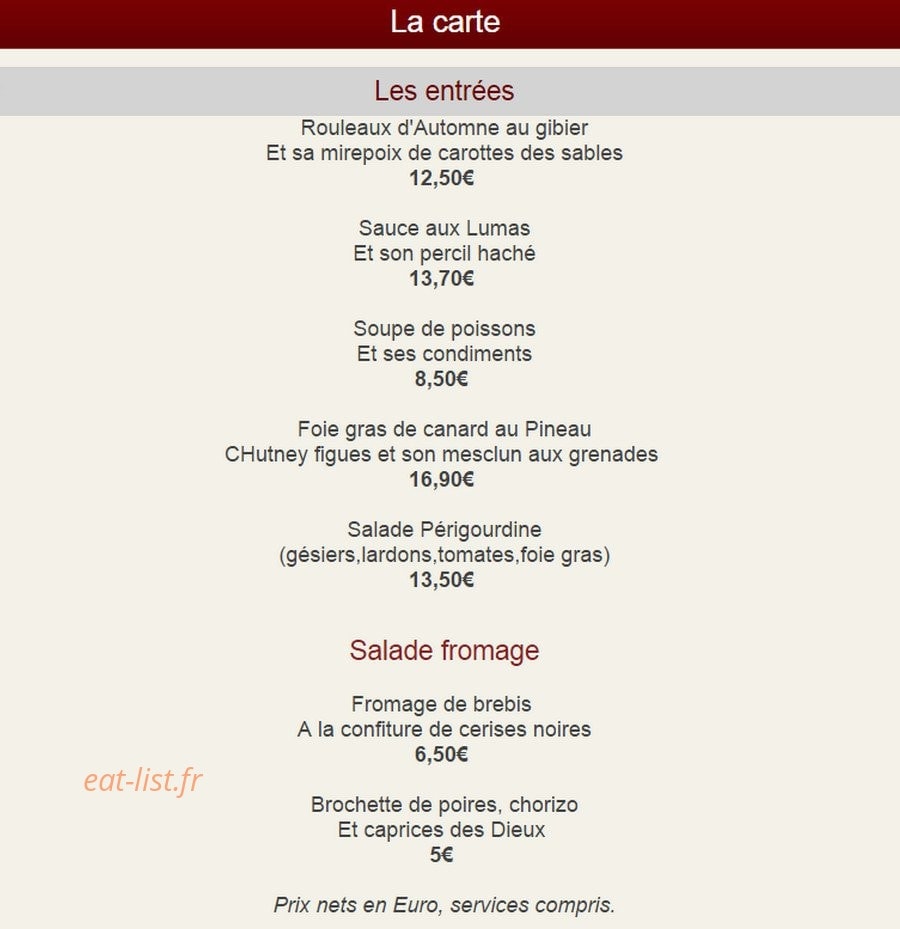Le Vieux Château — carte page 1