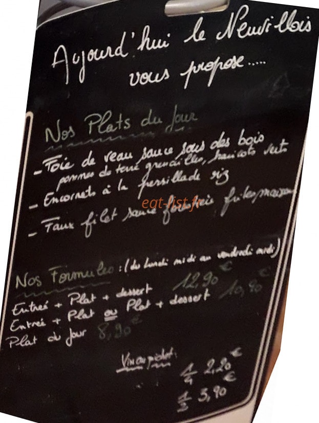 Carte et menu de Le Neuvillois à Neuville de Poitou — Les formules