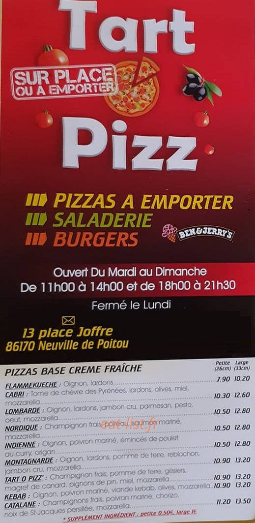 Tart O Pizz — carte page 1