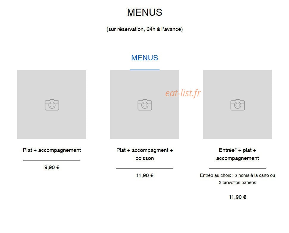 Thaï Bistro — carte page 2