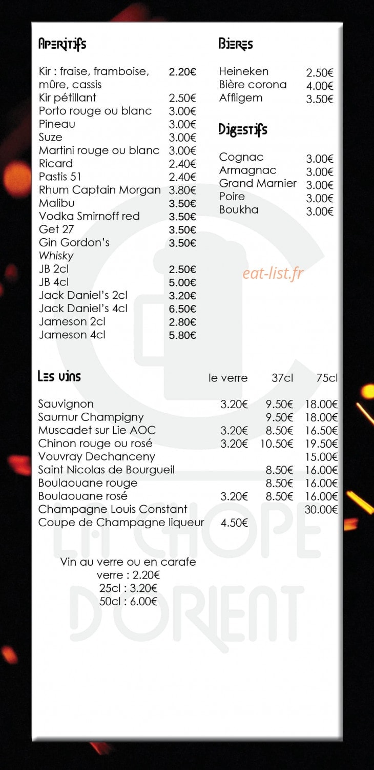 La chope d'orient — carte page 5