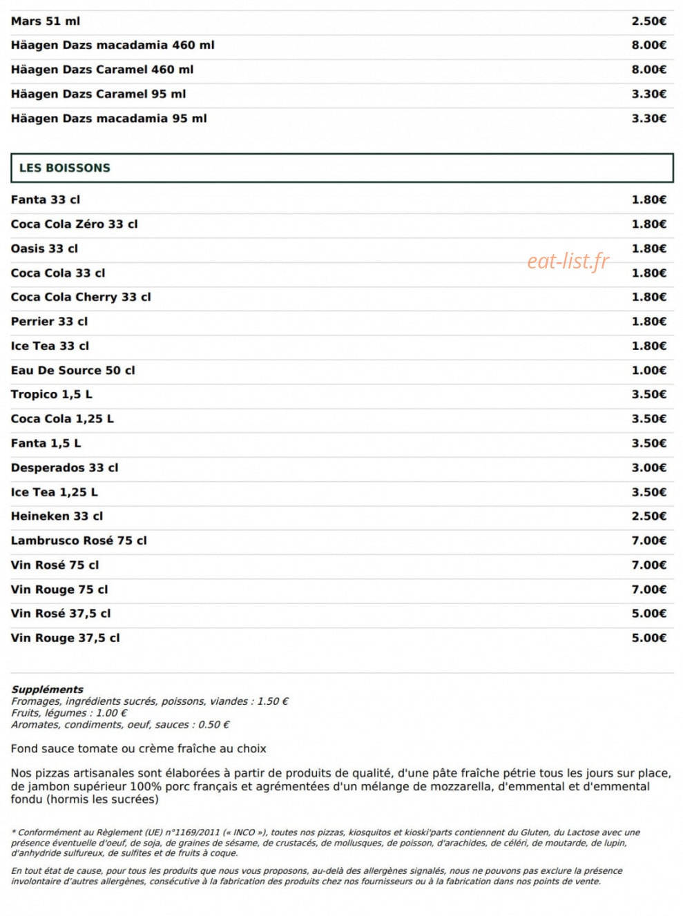 Le Kiosque à Pizzas — carte page 5