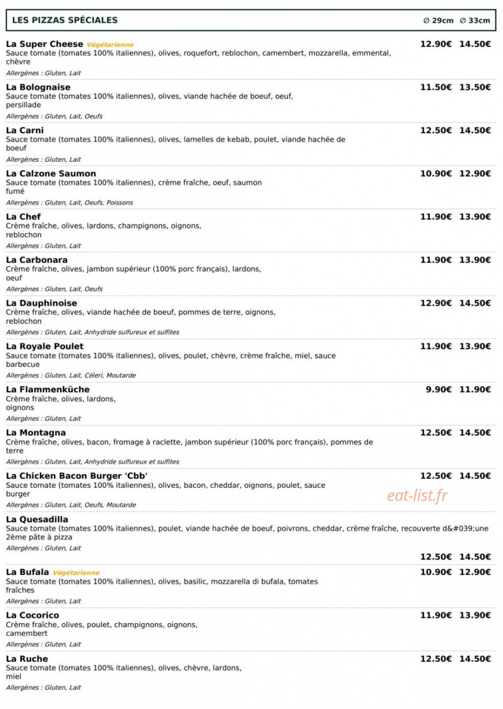Le Kiosque à Pizzas — carte page 3