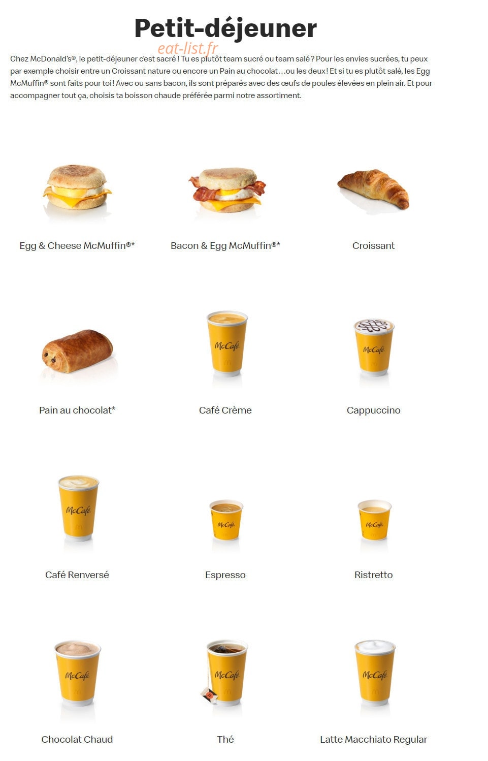 Mc Donald's — carte page 20