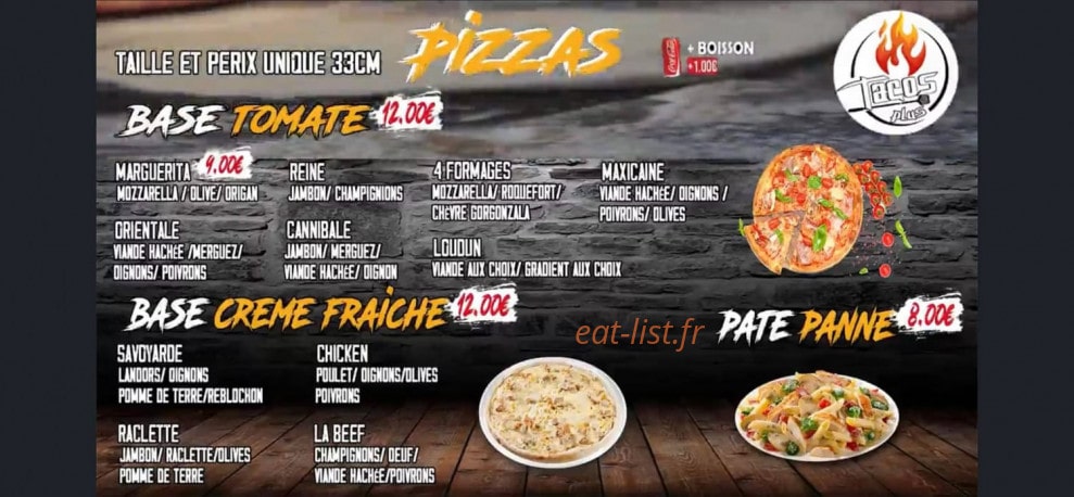 Tacos plus — carte page 1