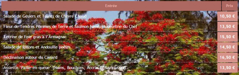 Le Paille en Queue — carte page 1