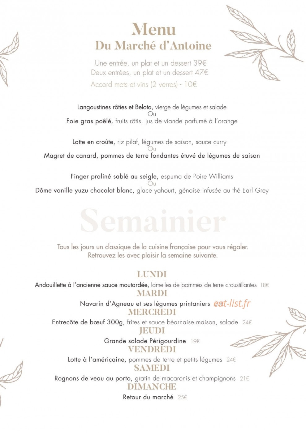 La Table du Bois — carte page 6