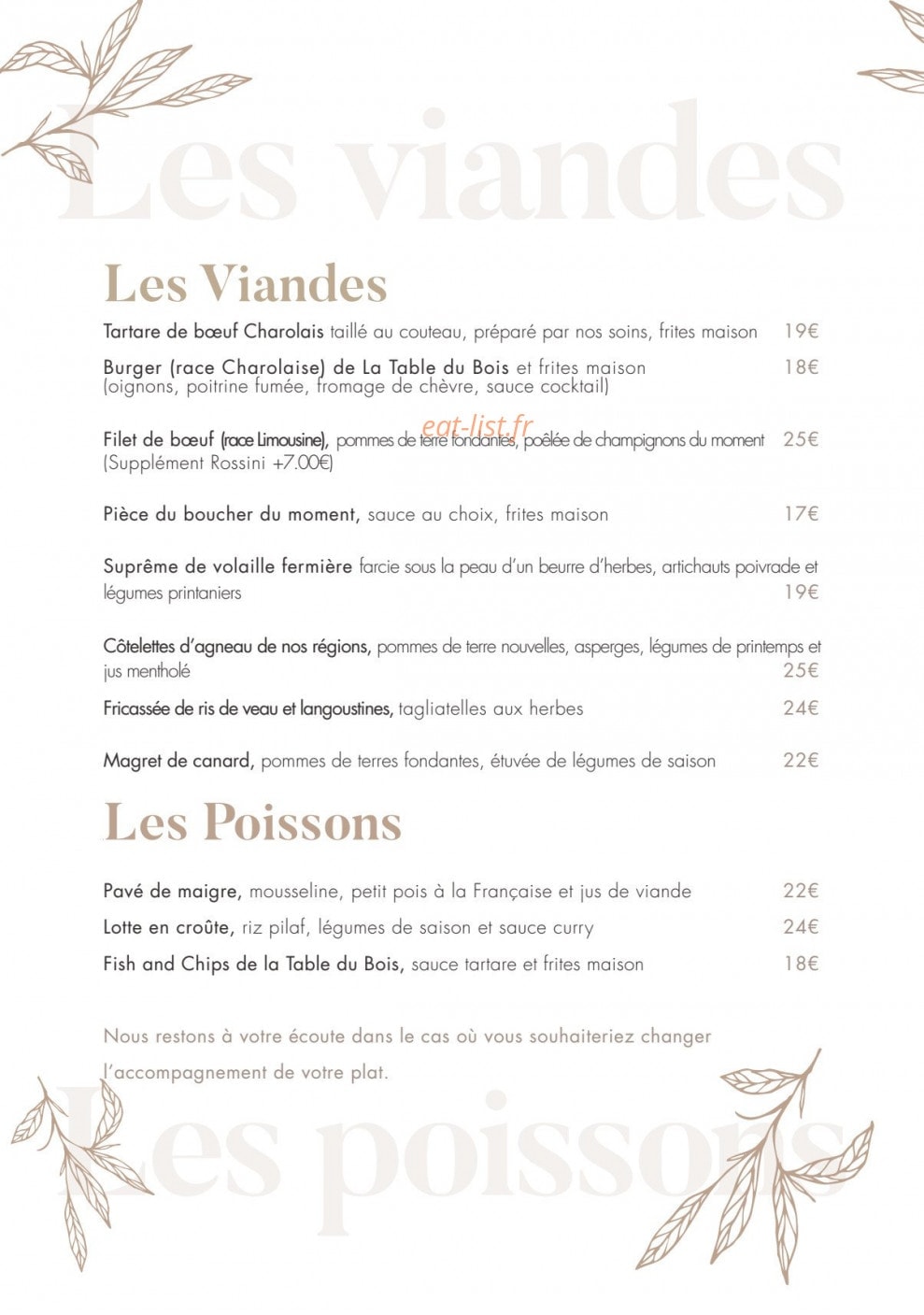 La Table du Bois — carte page 3