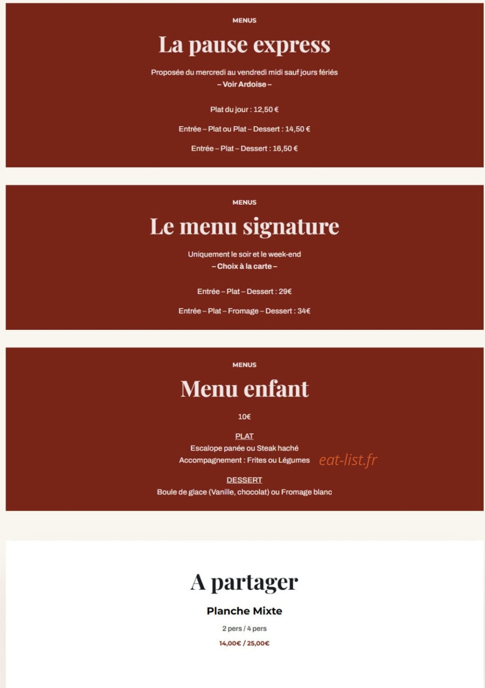 La Table Mailloise — carte page 1