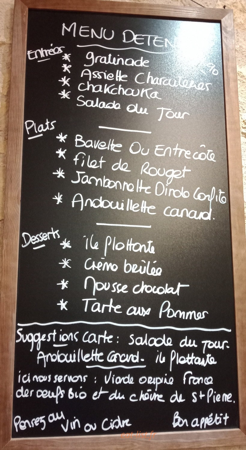 La Taverne de St Pierre — carte page 1