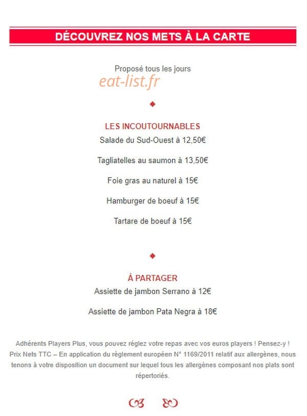 L’Atelier Gourmand — carte page 2