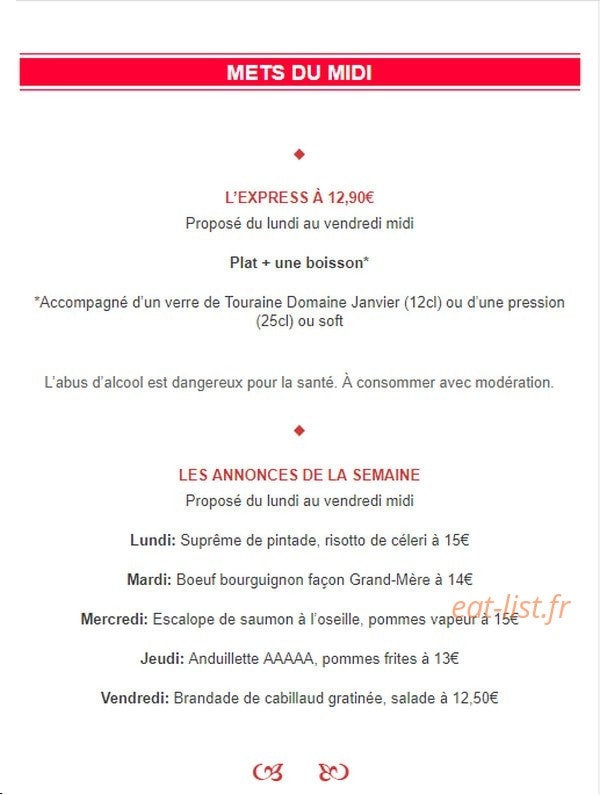 L’Atelier Gourmand — carte page 1