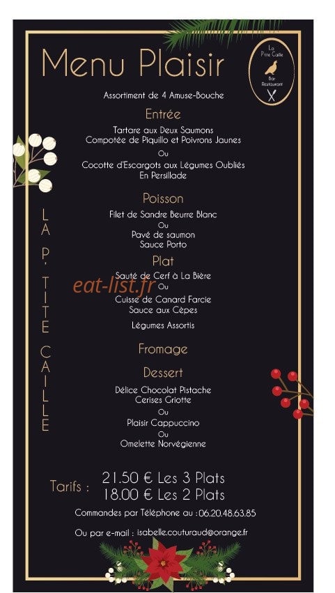 La P'tite Caille — carte page 3