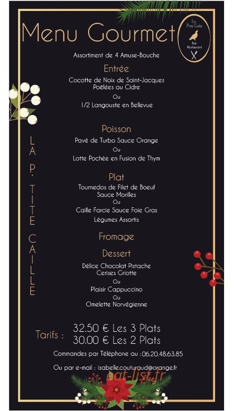 La P'tite Caille — carte page 1