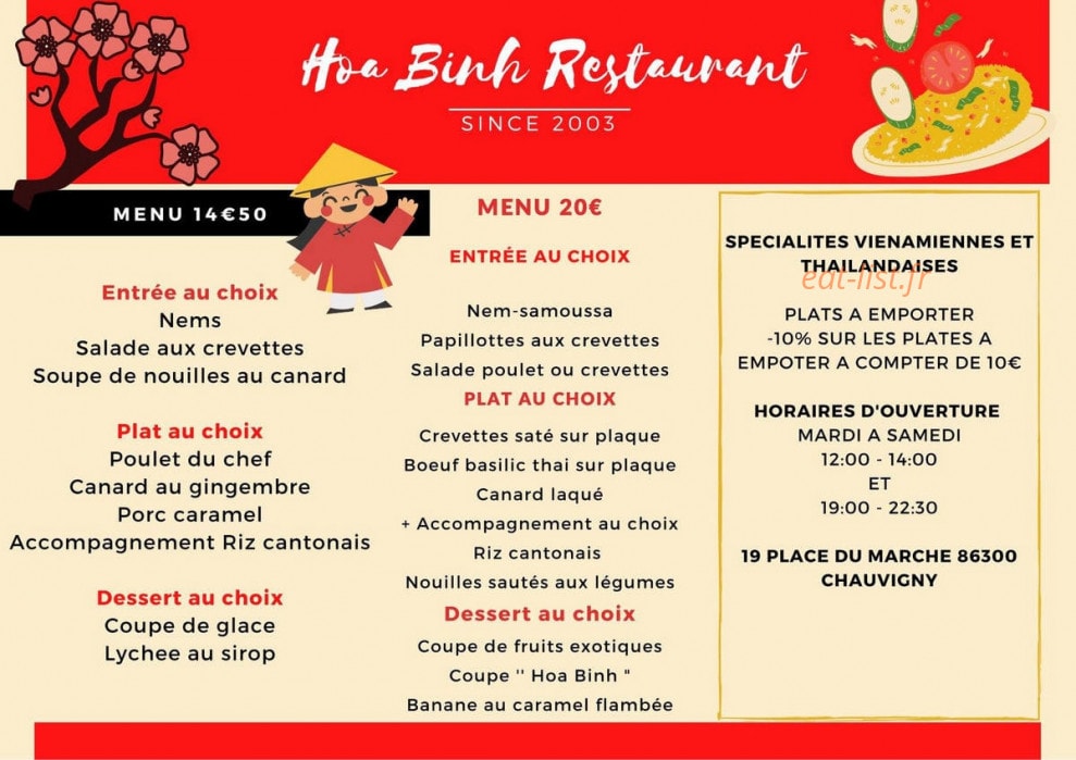 Hoa Binh Restaurant — carte page 5