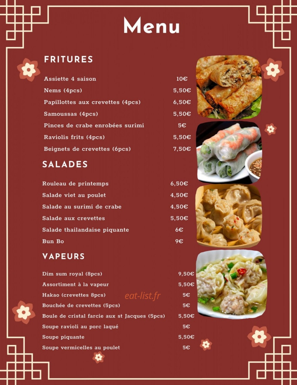 Hoa Binh Restaurant — carte page 1