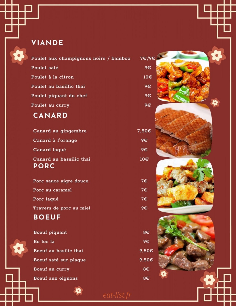 Hoa Binh Restaurant — carte page 3