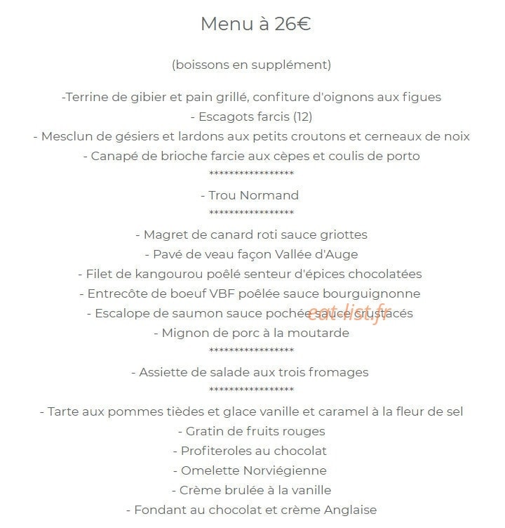 Le restaurant Beauséjour — carte page 1