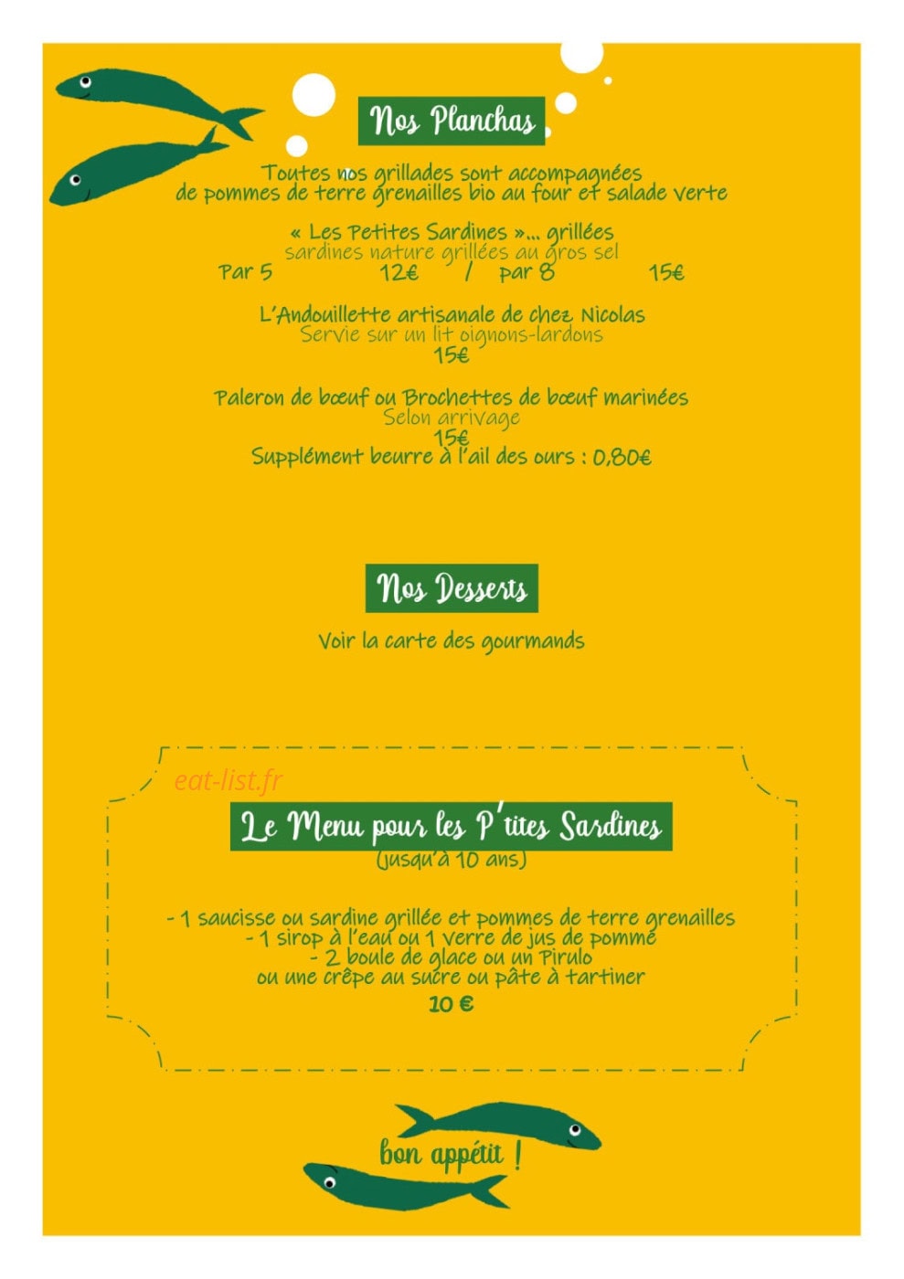 Les Petites Sardines — carte page 3