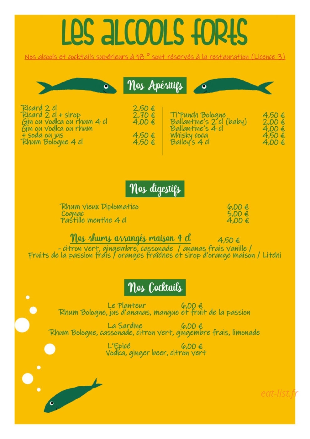 Les Petites Sardines — carte page 7