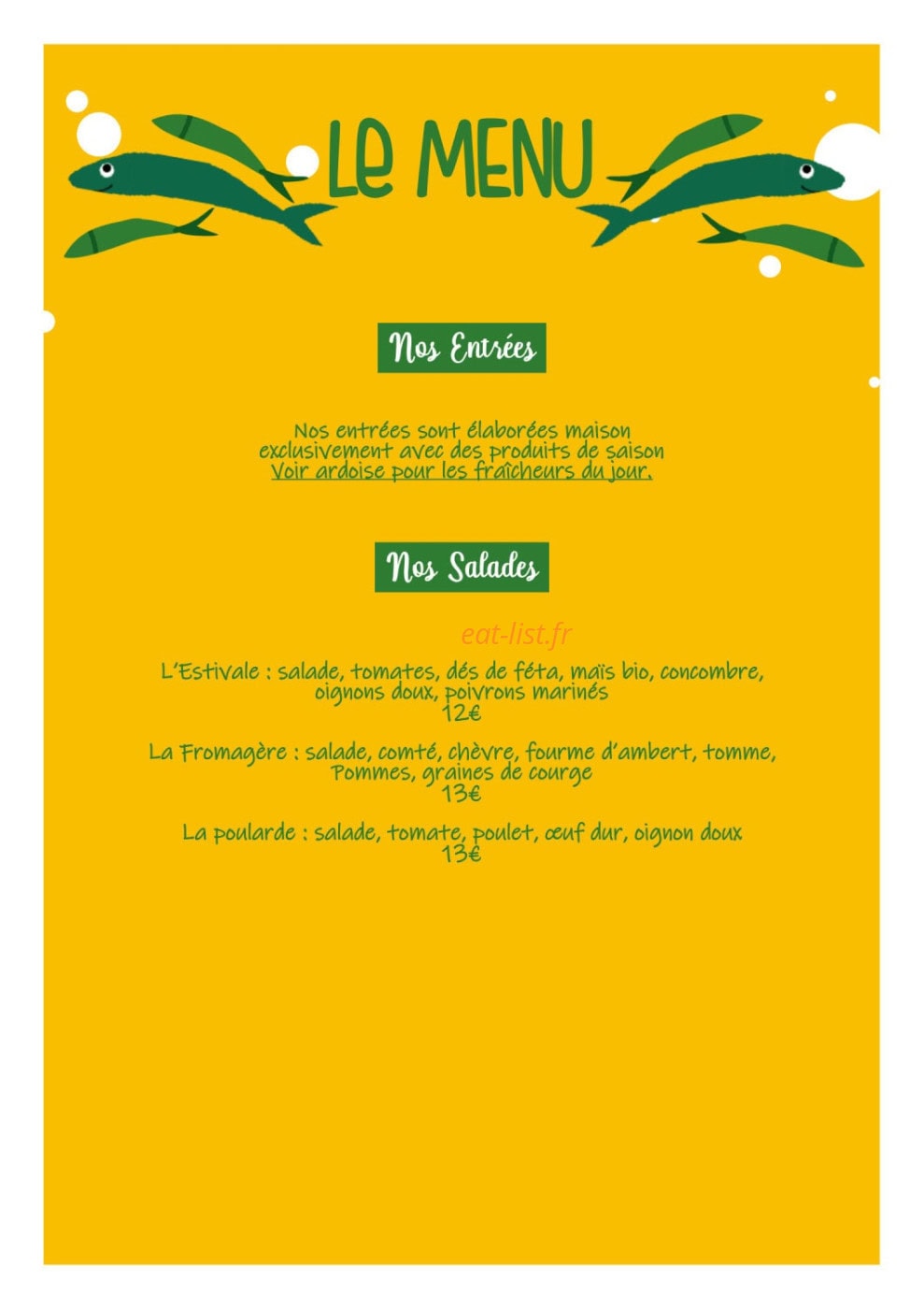 Les Petites Sardines — carte page 2