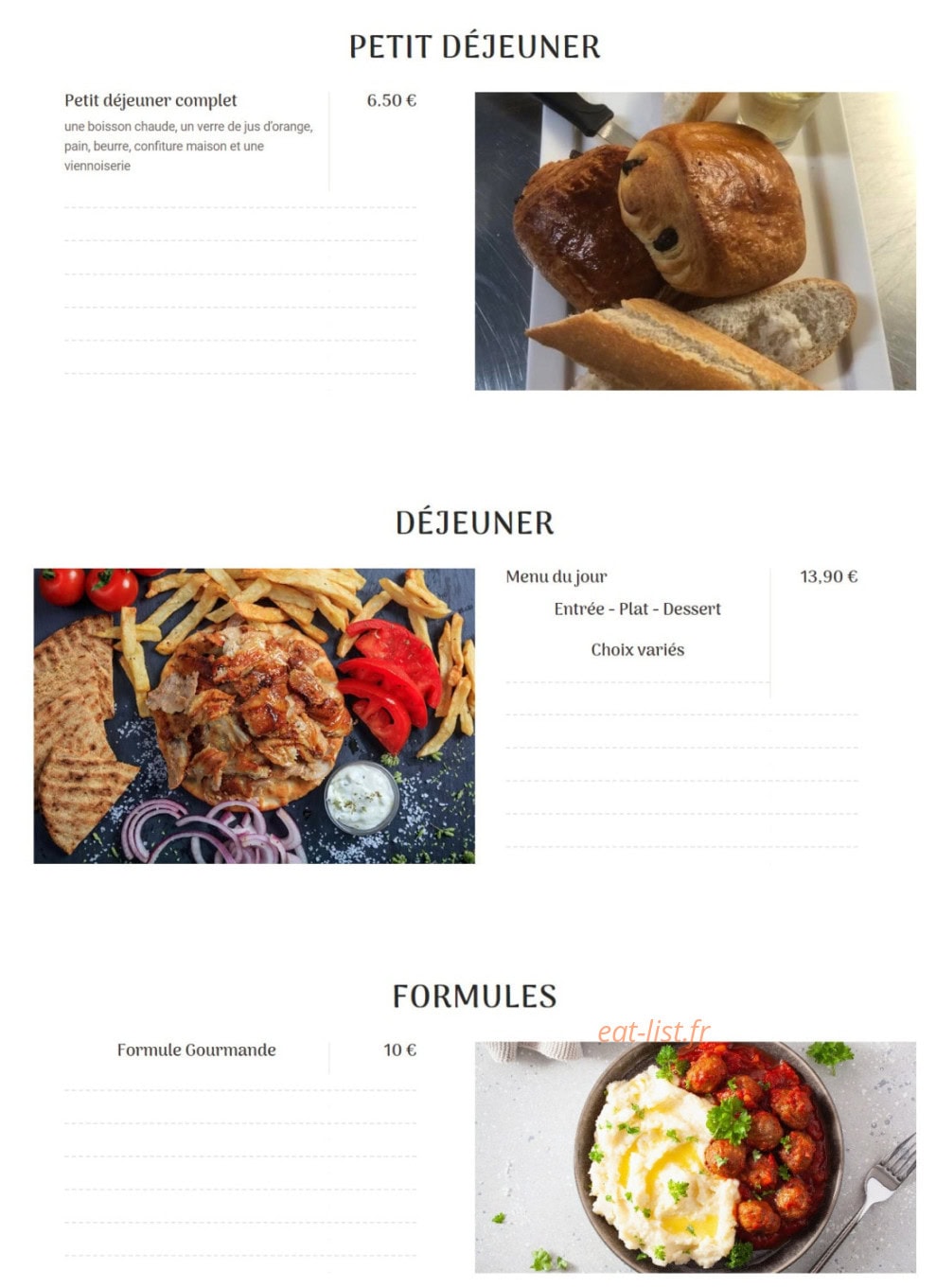 Brasserie les deux palais — carte page 1