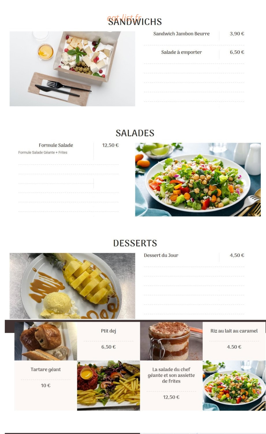 Brasserie les deux palais — carte page 2