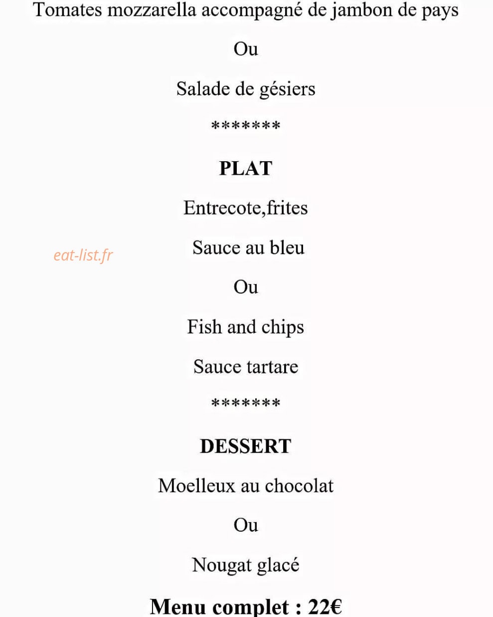 Le Troquet — carte page 1