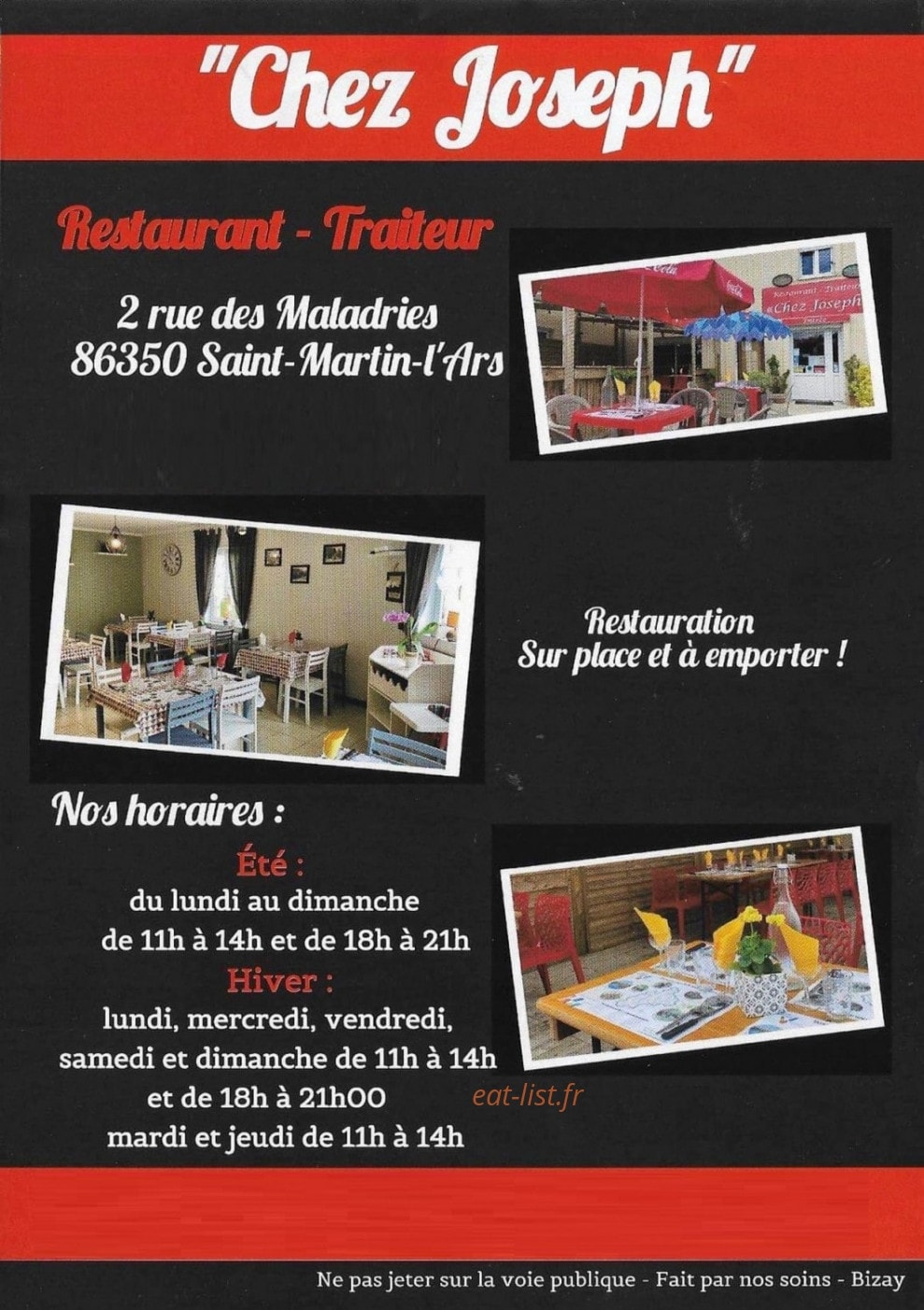 Chez Joseph — carte page 1