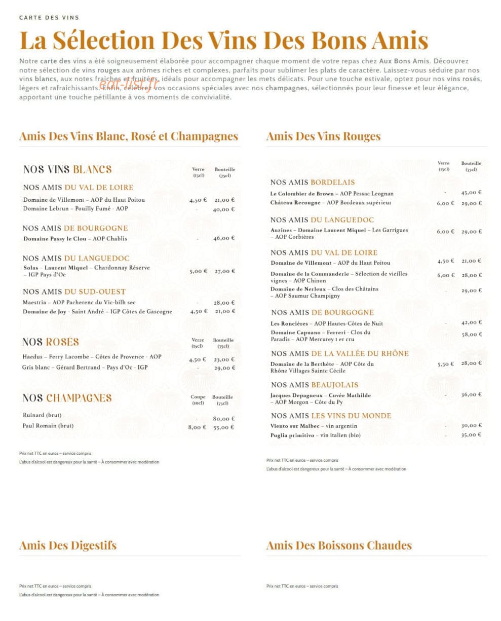 Aux Bons Amis — carte page 6