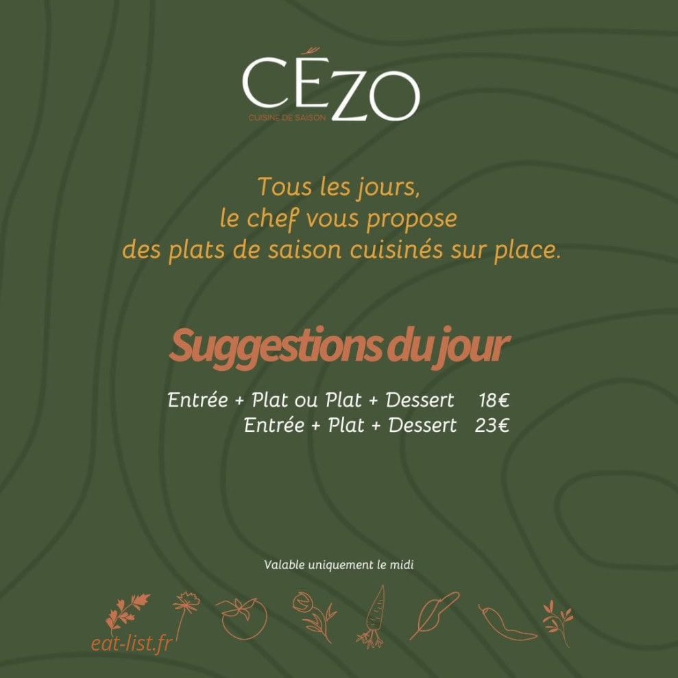 Cézo Restaurant — carte page 2