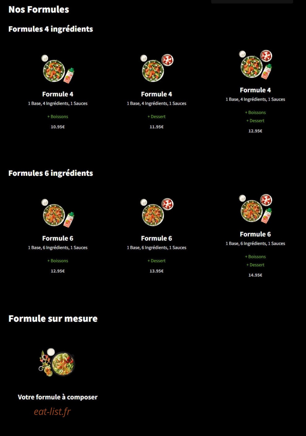 Eat Salad — carte page 1