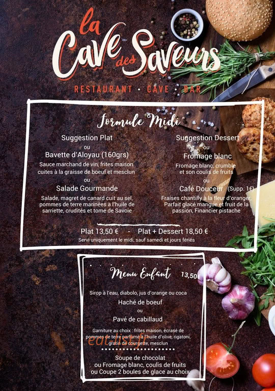 La Cave des Saveurs — carte page 1