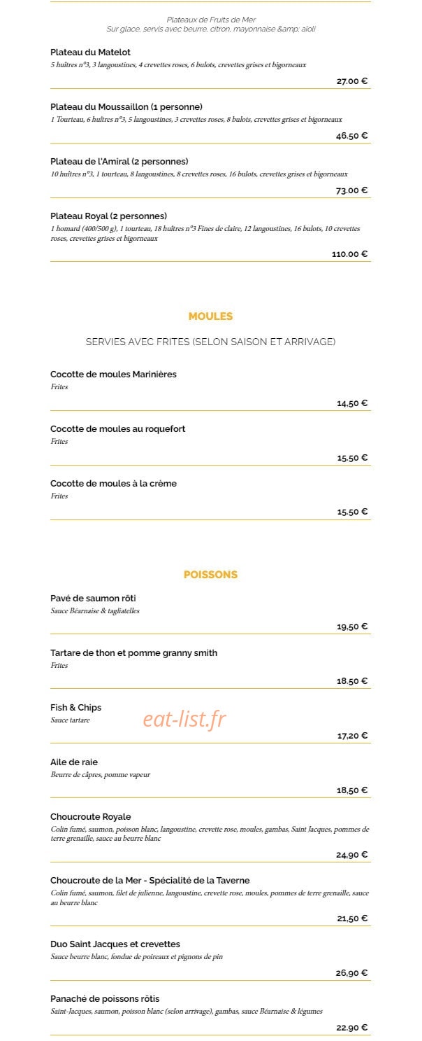 La Taverne — carte page 6