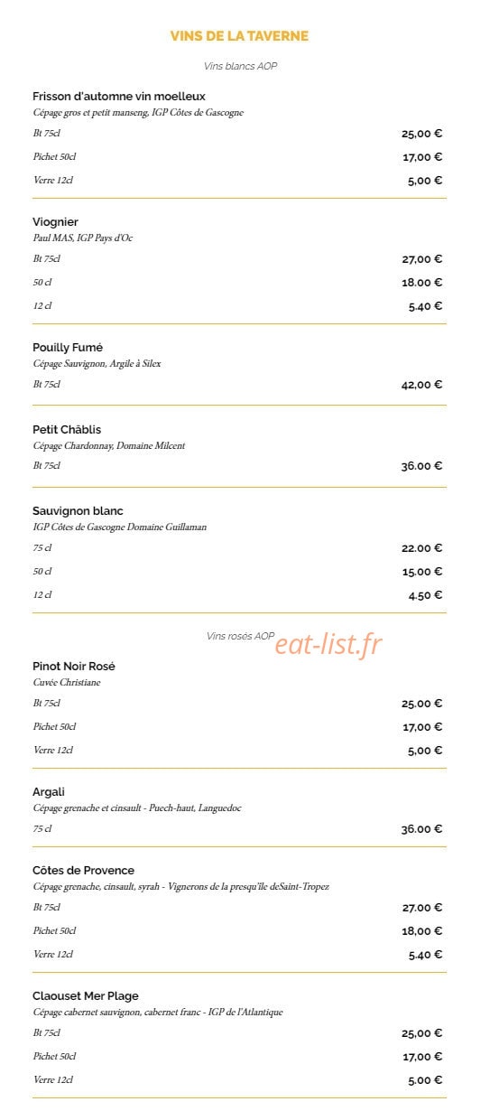 La Taverne — carte page 4
