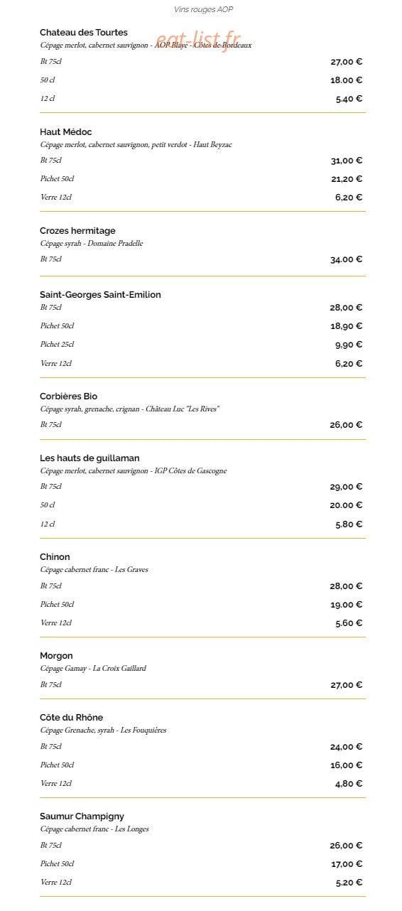 La Taverne — carte page 12