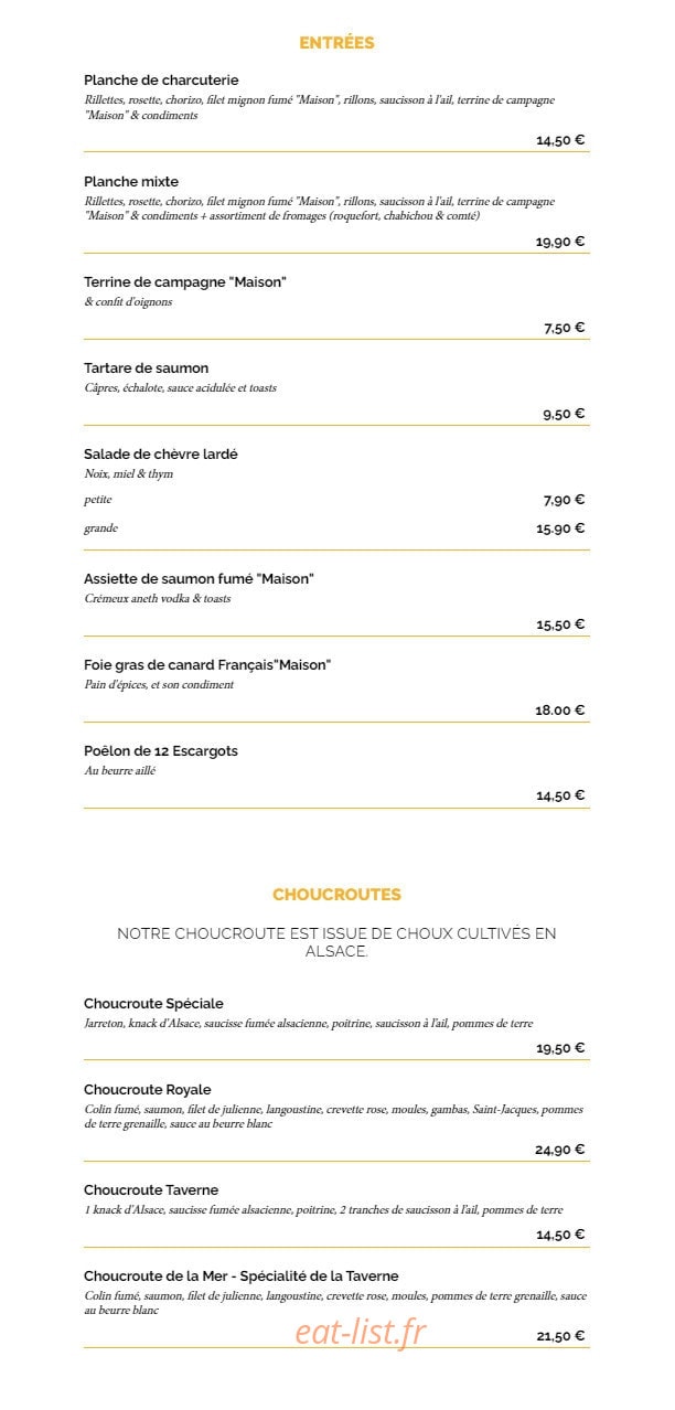 La Taverne — carte page 2