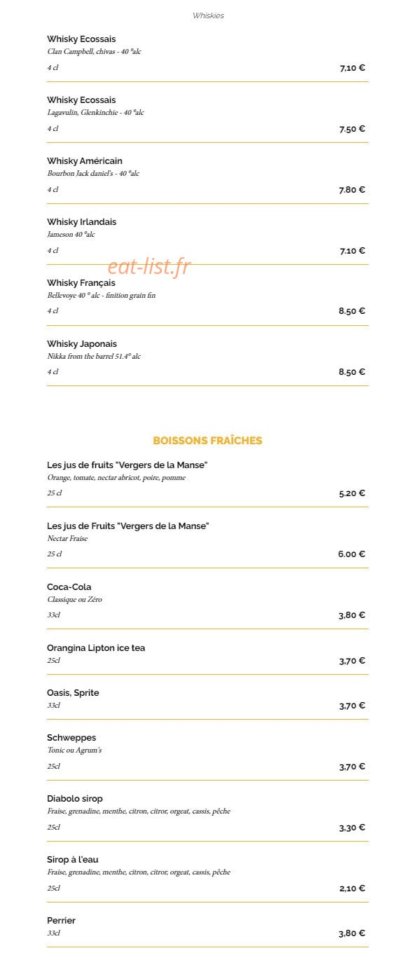 La Taverne — carte page 15
