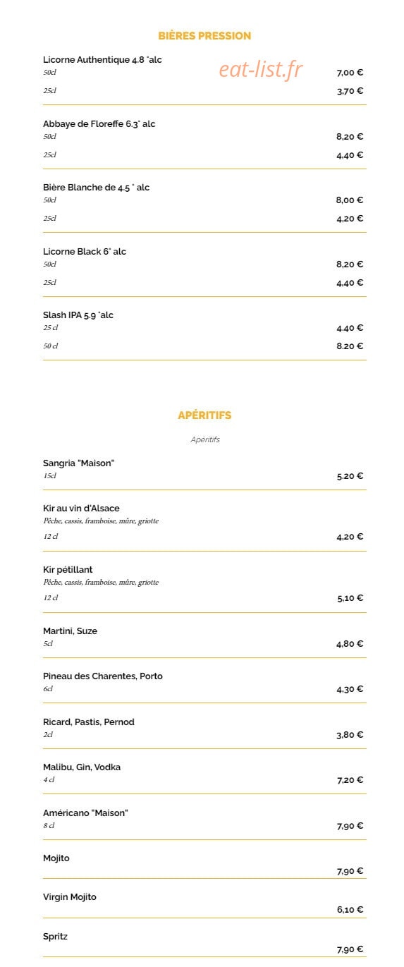 La Taverne — carte page 14